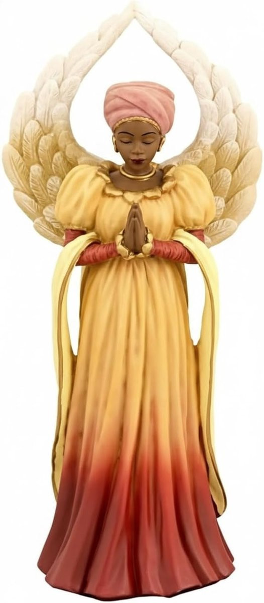 Serenity Angel Beeldje - Oranje Engeltje Figuur voor Woondecoratie