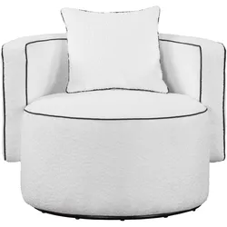 SESSEL TAURUS, Polstersessel Klassisch Loungesessel, Bucle-Stoff Weiß