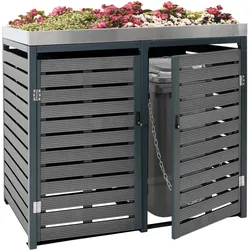 2er Mülltonnenverkleidung MCW-K14, Mülltonnenbox mit Pflanzkasten, 124x134x84cm WPC Edelstahl 79kg ~ anthrazit