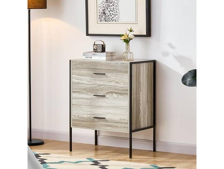 Vida Designs Kommode, Holzwerkstoff, grau, 3 Drawer