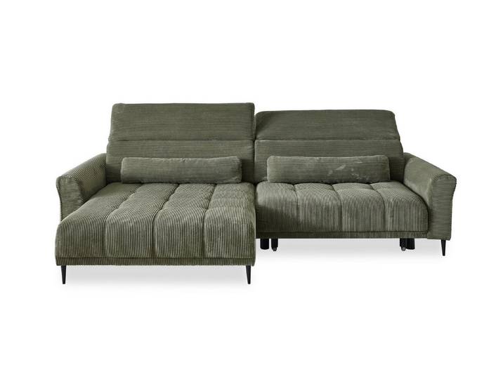freiraum Wohnlandschaft Wolve, elektr. Sitzverstellung, 2 Kissen, Cord oliv - 277x108x179cm (BxHxT)