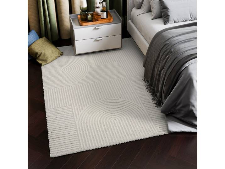 Tapis à poils courts Zephyr Vent Blanc 80 x 150cm Tissu mélangé