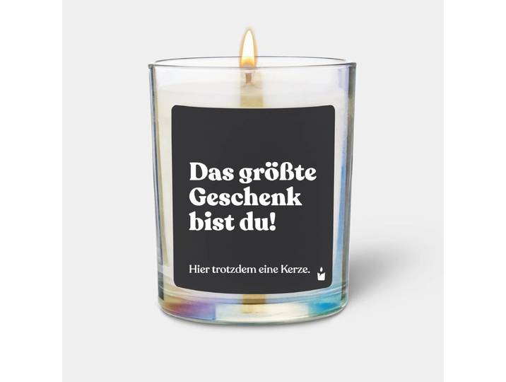Duftkerze Rainbow Woody Das größte Geschenk bist du! Hier trotzdem eine Kerze.