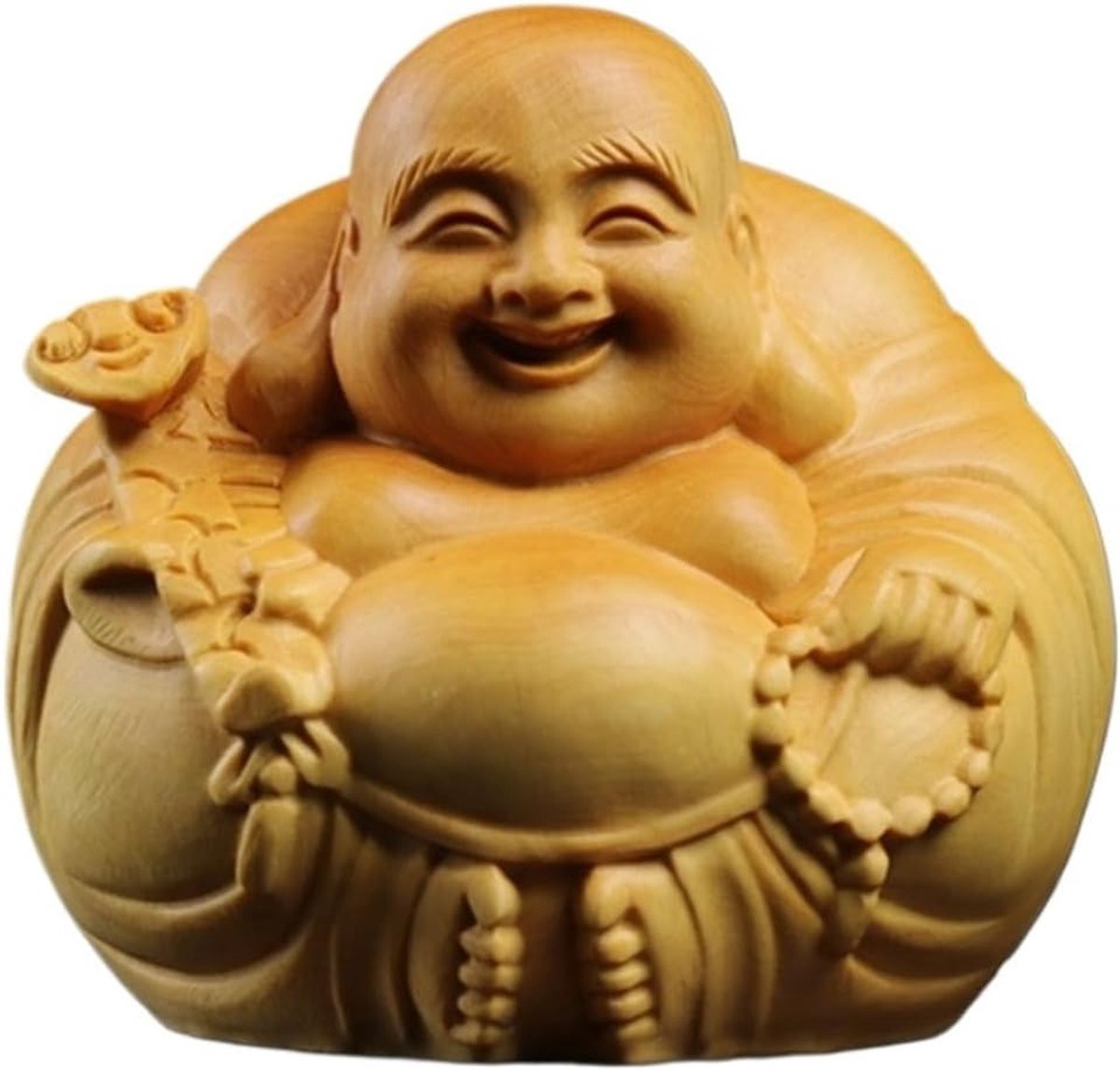 Handgesneden Boeddha Beeld Lachende Figuur Bruin - 3.5 cm