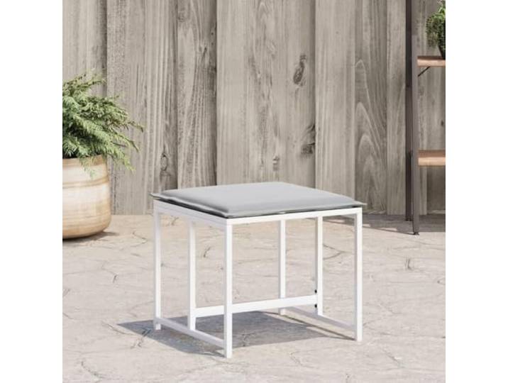 Xolmizyn 4er Gartenhocker Set, Metall-Fußhocker mit Sitzpolster, Weiß Wetterfestes Textilene, Pflegeleichter Bezug, Bis 110 kg belastbar