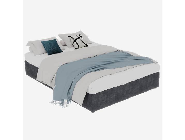 Wishdor Rahmenbett 140/200 cm in Grau Stoff, Metall, Rechteckig, 140x200 cm, Schlafzimmer, Betten, Polsterbetten