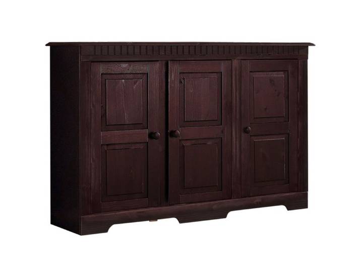 Lisa - Buffet Avec 3 Portes En Pin Laqué Marron