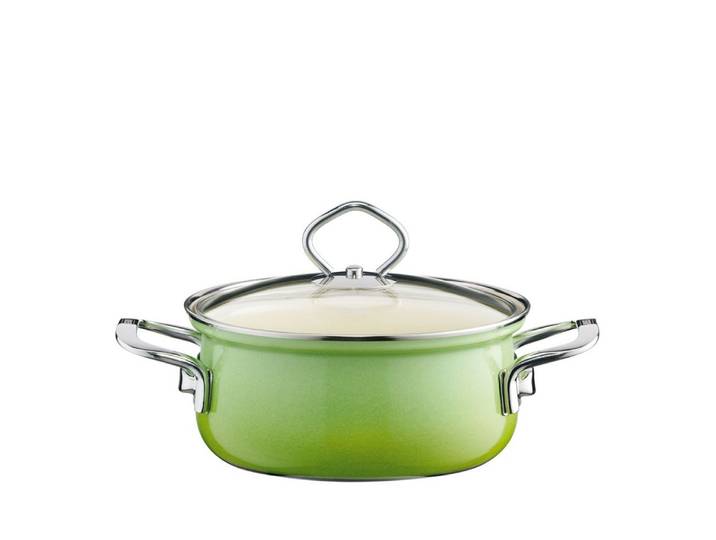 Riess Kasserolle Riess Kasserolle mit Glasdeckel Ø20cm 2 Liter Emaille Nouvelle Smaragd