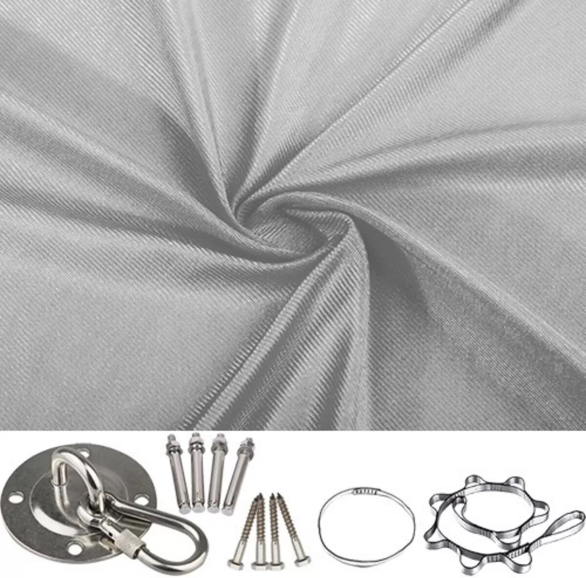 INF Yoga Hängemattenset 280x150cm - Aerial Swing zur Entspannung im Innen- und Außenbereich Grau+Silber