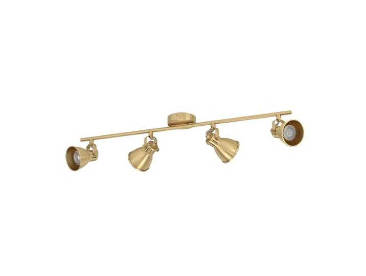 Eglo Rail spot LED Seras\, rampe de 4 spots orientables\, barre de spots pivotants\, plafonnier en acier laiton brossé et doré\, lampe de plafond avec ampoules GU10\, blanc chaud