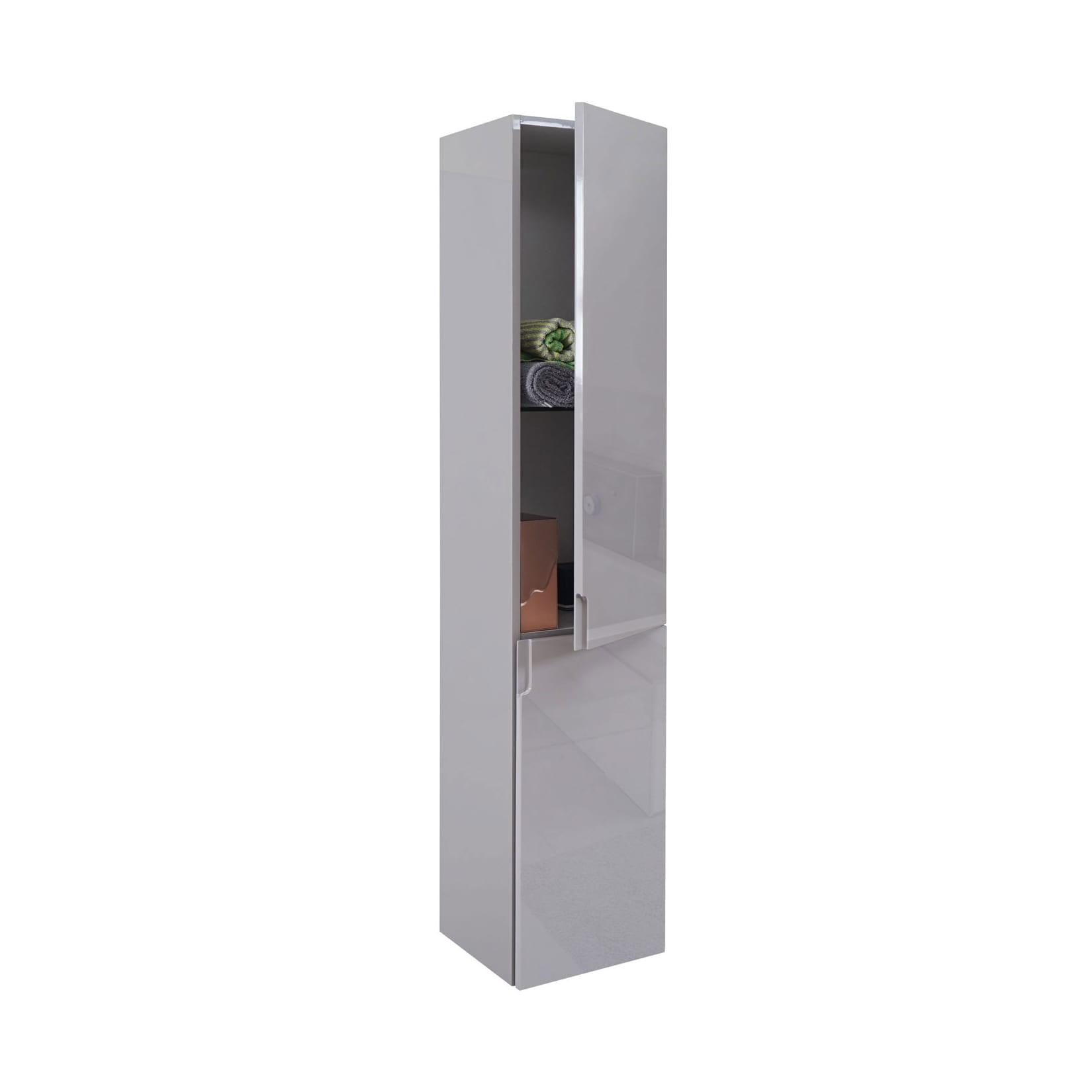 Hängeschrank MCW-B19, Midischrank Hochschrank Badezimmer Badmöbel, hochglanz 150x30cm ~ grau