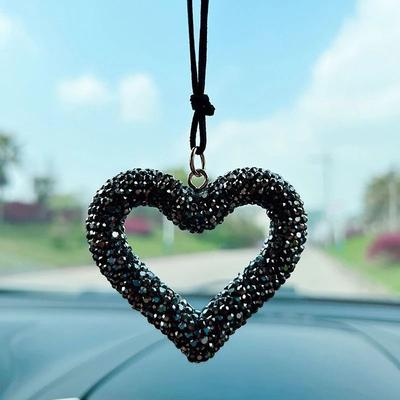 Uplift Picks Diamond Heart Car Pendant Crystal Hanging Interior Ornament Diamond Heart Car Pendant Crystal Hanging Interior Ornament