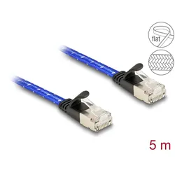 Delock RJ45 Flachband Netzwerkkabel mit Geflechtmantel Cat.6A U/FTP 5 m blau