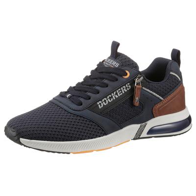 Sneaker DOCKERS BY GERLI, Herren, Gr. 40, Textil, blau (navy, cognac), Lederimitat, Textil, Schuhe Sneaker, Freizeitschuh, Schnürschuh, komfortabler Schuhweite G (=weit)