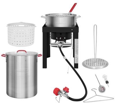 Creole Feast 30 Qt. Aluminum Turkey and 10 Qt. Fish Fryer Boiler Steamer Set, Outdoor Backyard Cooking