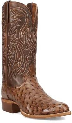 Dan Post Boots Gauge (Men's) Casual in Brown/Ostrich, Size 10.5 EW, Genuine Exotic