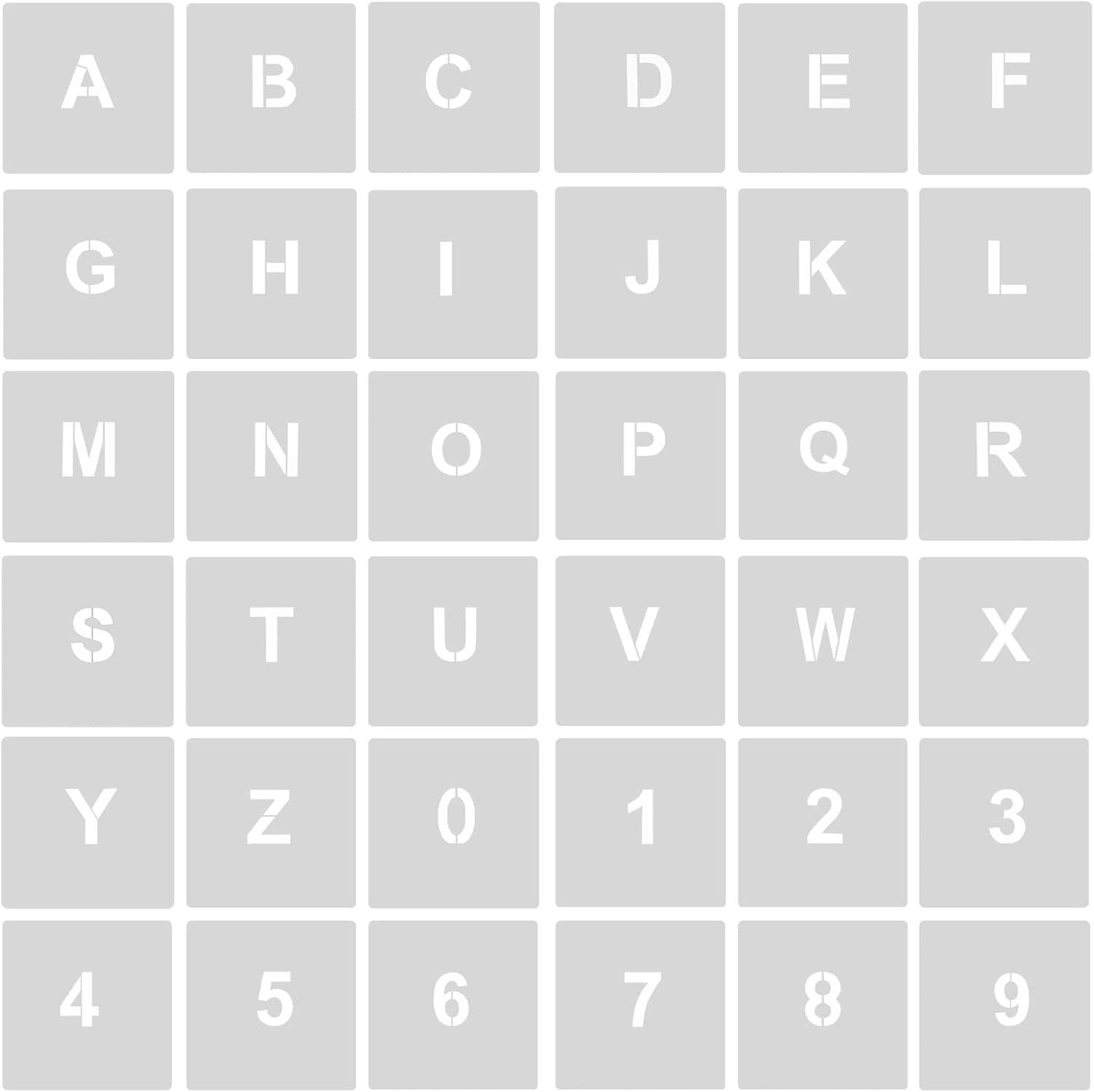 SnelShoppen 36 stuks herbruikbare letter en cijfer sjablonen 2,5 cm - plastic stencils voor cake decoratie en kunstprojecten