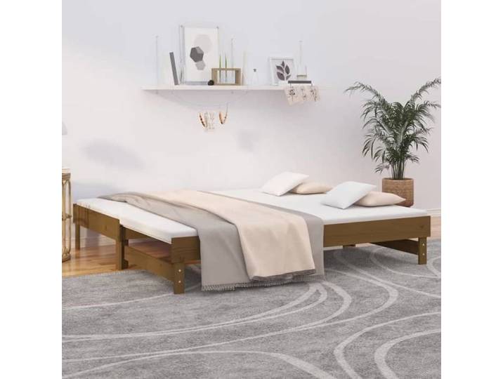Lit coulissant en bois - - Bois de pin massif - Canapé-lit - Marron miel - 192 5x149x33 5 cm étendu