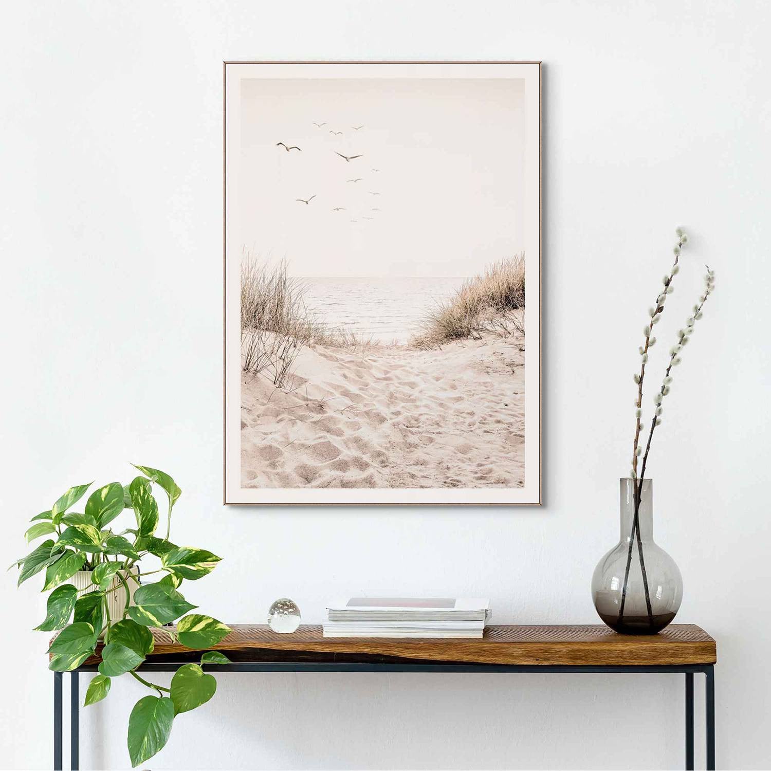 home24 Ingelijste afbeelding Duinen Strand in beige, B: 70 cm, D: 50 cm, H: 1 cm