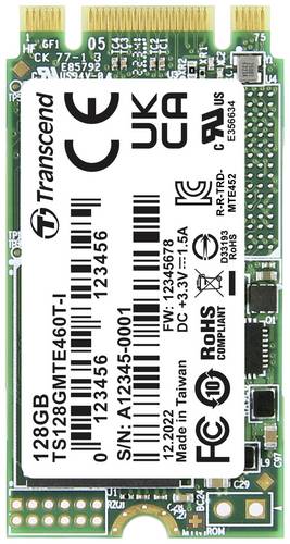 Transcend MTE460T-I 128GB Interne M.2 PCIe NVMe SSD 2242 PCIe NVMe 3.0 x2 Industrial TS128GMTE460T-I