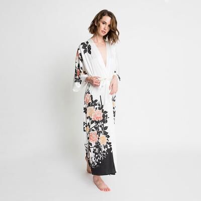 KIM + ONO Blush Rose Kimono Robe - Long   KIM+ONO - white / one size
