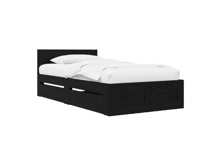vidaXL Bett Bettrahmen mit Schubladen 2 stk. Schwarze Eiche Holzwerkstoff (2-tlg)