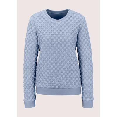 Langarmshirt MADELEINE "Shirt Sweatshirt mit Cloqué-Struktur", Damen, Gr. 48, blau (bleu), Shirts Langarmshirt