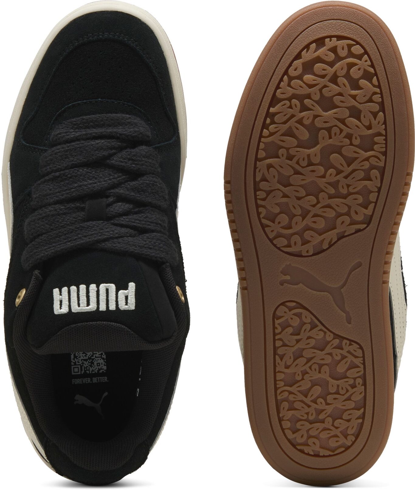 Sneaker PUMA "PARK LUNA SD", Damen, Gr. 38, schwarz (puma schwarz, alpine snow), Leder, unifarben, Schuhe Sneaker, aus Leder, mit Schnürverschluss, mit Innenmaterial aus Textil puma schwarz, alpine snow 38