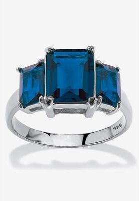 Sterling Silver 3 Square Simulated Birthstone Ring by PalmBeach Jewelry in September (Size 10)