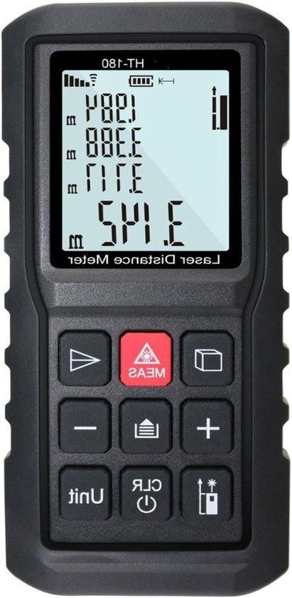 Digitale Laserafstandsmeter met kantelsensor en 80 meter bereik - Zwart