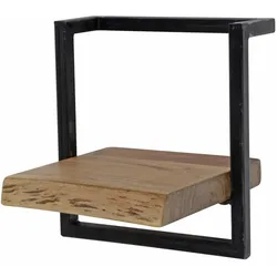Wandregal aus Akazienholz massiv, Industrial Design mit Metallrahmen, natur, 30 cm