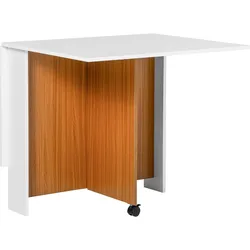 STILVORA Klapptisch Sperrholz Weiß/Eiche 120x80x73 cm mit Rollen, platzsparend