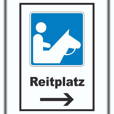 HB-Druck Reitplatz Schild mit Pfeil rechts A6 (105x148mm)