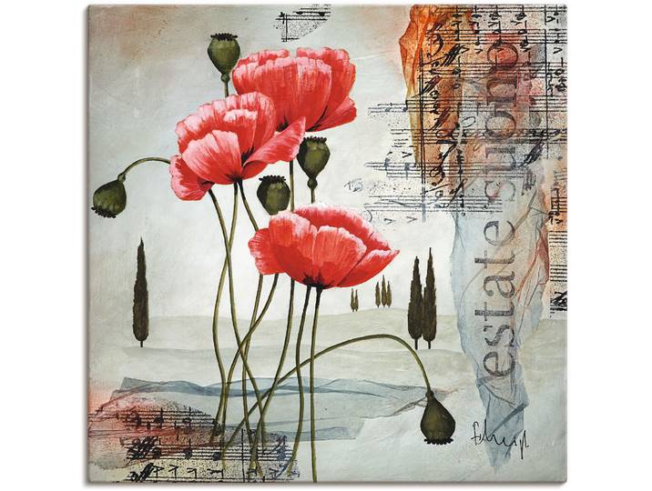 Wandbild ARTLAND Klatschmohn , rot (farbe bild(er): rot), B:40cm H:40cm, Bilder, Wandbild, als Leinwandbild, Poster in verschied. Grössen