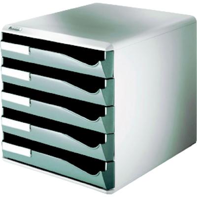 LEITZ Bürobox Postset 5 Schubladen lichtgrau/d.grau Packung mit 4 Stück
