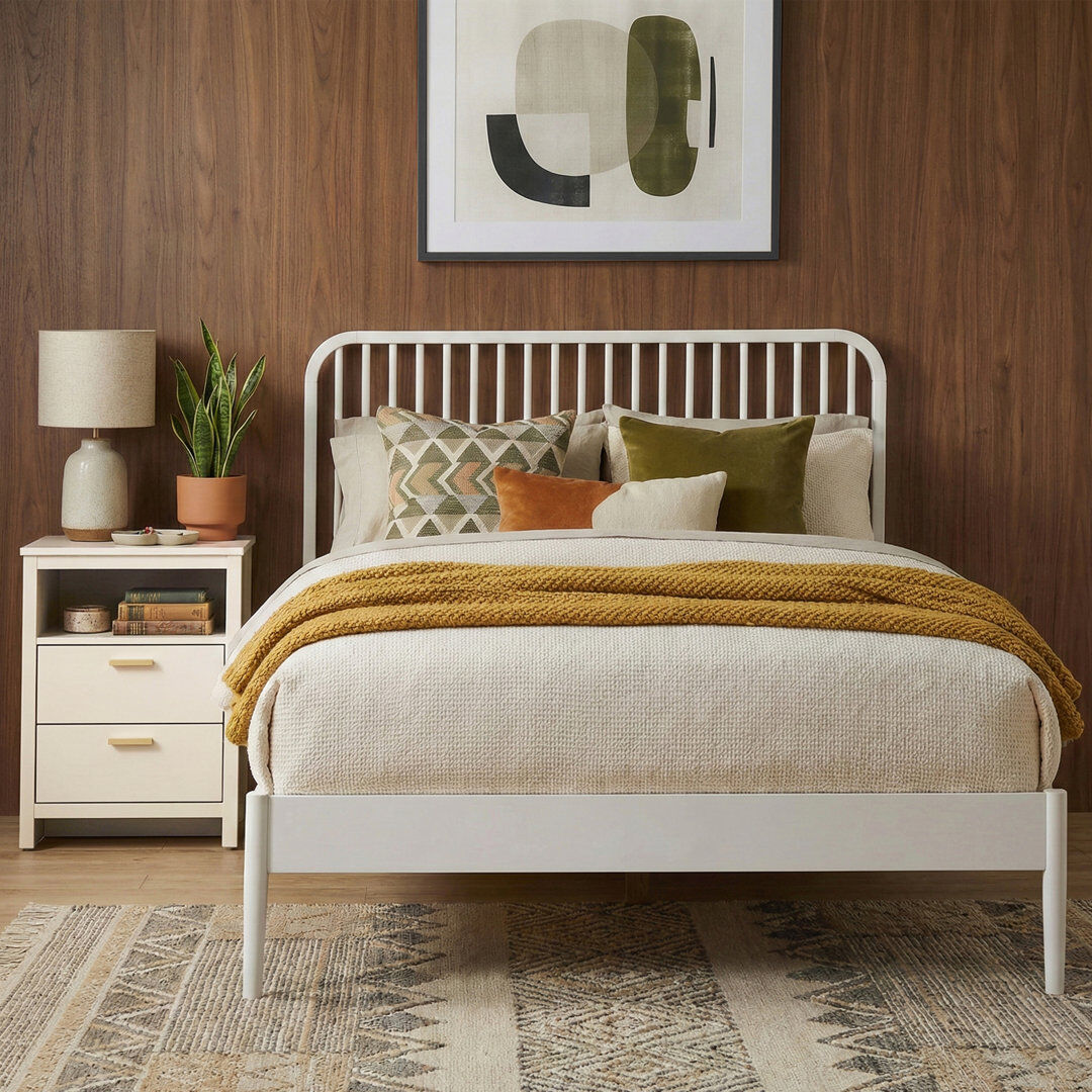 17 Stories Kentwood Solid Wood Bed 2 Piece Bedroom Set White