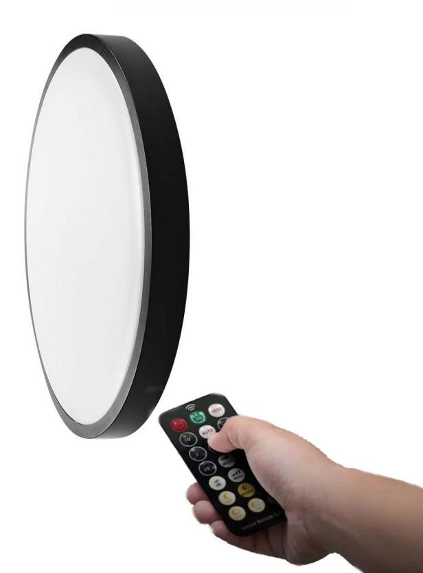 V-TAC LED Solution Plano inbouw LED-armatuur, rond, zwart, 24W, IP44, met bewegingssensor en afstandsbediening, 350mm
