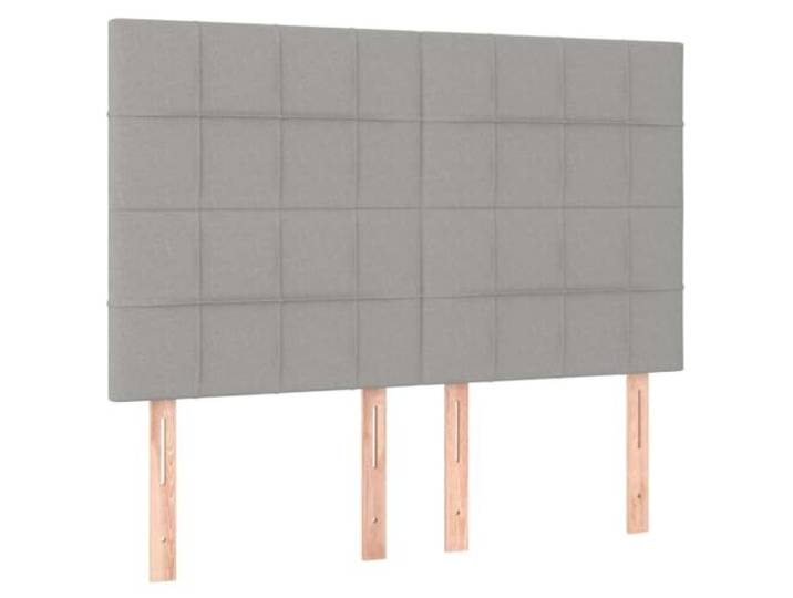 Leasha Kopfteil mit LED, Bettgestell, Schlafzimmermöbel, Hellgrau, 144 x 5 x 118/128 cm, Stoff