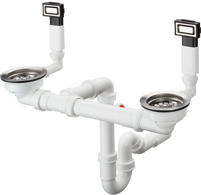 Hansgrohe Ab-/Überlaufgarnitur 43922800 D15-10 BSO, Edelstahl, manuell, für 2 Becken
