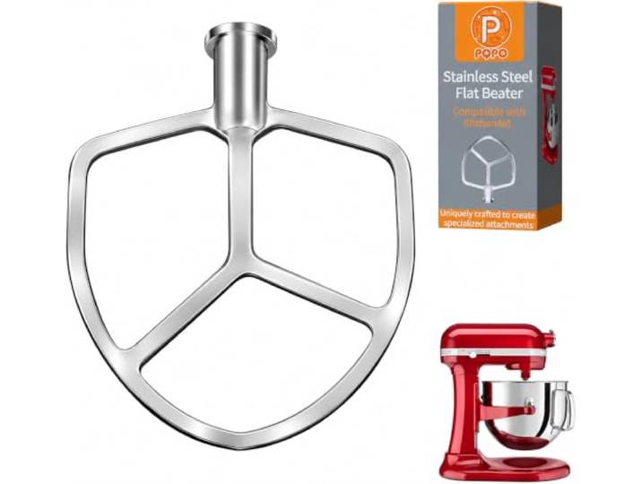 Edelstahl Flachrührer für Kitchen Aid 6 Quart Bowl Lift Standmixer, kompatibel mit Kitchen Aid Mixer Zubehör