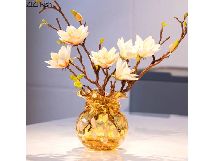 Sac porte-bonheur Vase en verre Vases à fleurs artistiques ornement Vases hydroponiques Vase décoratif Arrangement de fleurs Vases à fleurs séchées