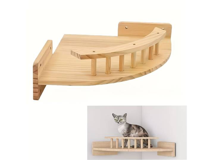 Un ensemble de cadre d'escalade mural pour chat, cadre d'escalade en bois pour chat, étagère murale pour chat-y compris hamac suspendu pour chat,