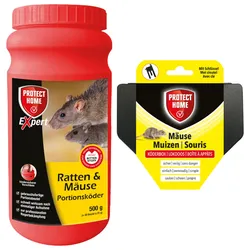 Set zur Mäusebekämpfung - Mäuse Köderstation + Expert Ratten & Mäuse Portionsköder 500 g
