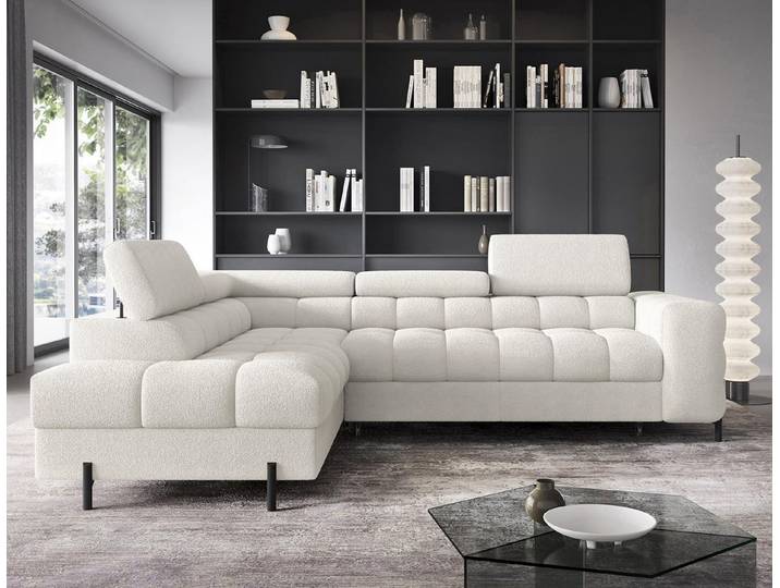 Compleo Ecksofa bubble mit verstellbaren Kopfstützen, BENITO Schlaffunktion, Bubble design