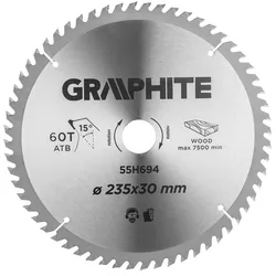 Graphite, Sägeblatt, Graphitkreissäge (Kreissäge, breit, 235 x 30 mm, 60 Zähne)