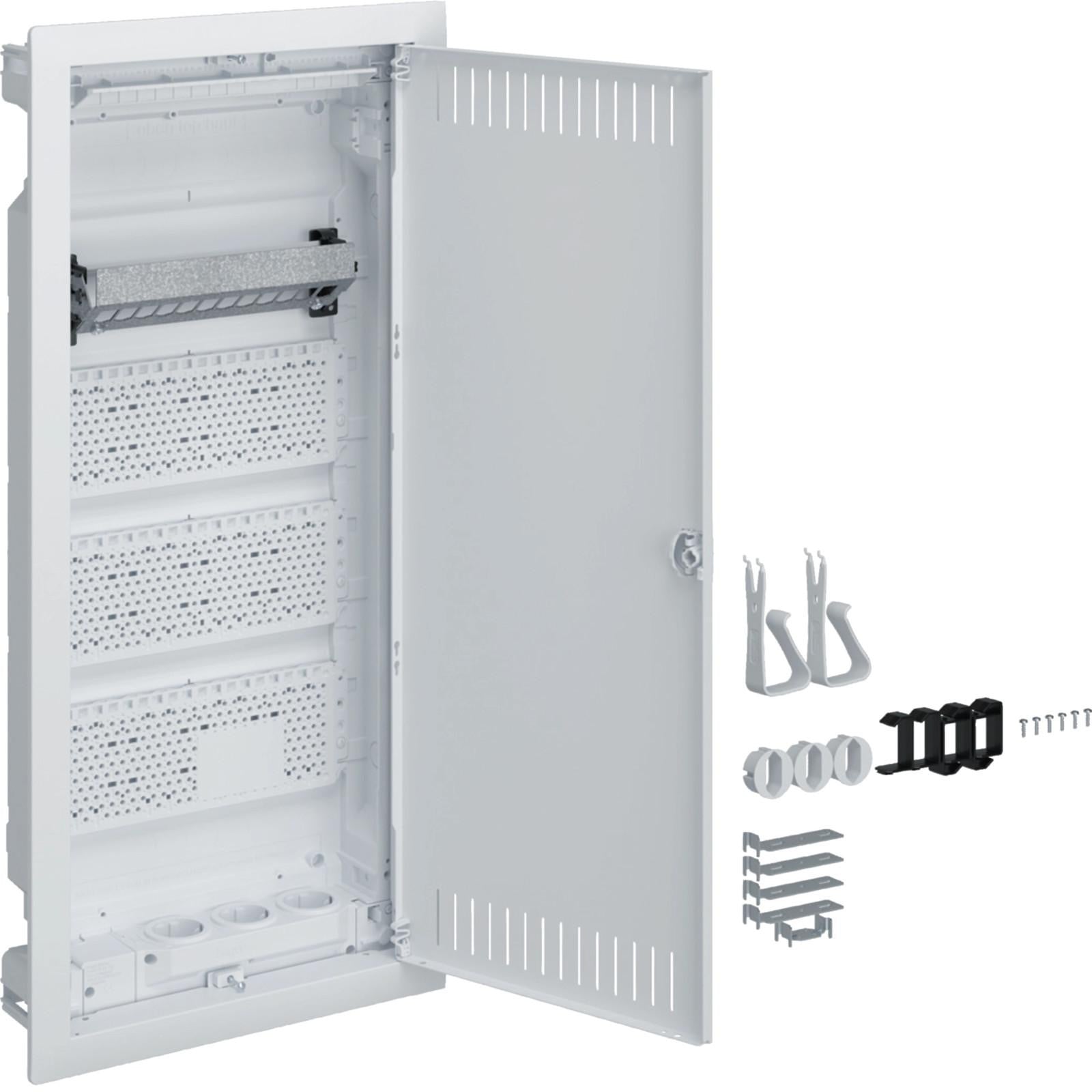 Hager Multimedia Volta UPV VU48NW Multimedia kast, 4-rijig, met gespleten stalen deur