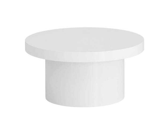 Livetastic Couchtisch, Weiß Hochglanz, rund, Säule, 30 cm, einfacher Aufbau, Wohnzimmer, Wohnzimmertische, Couchtische