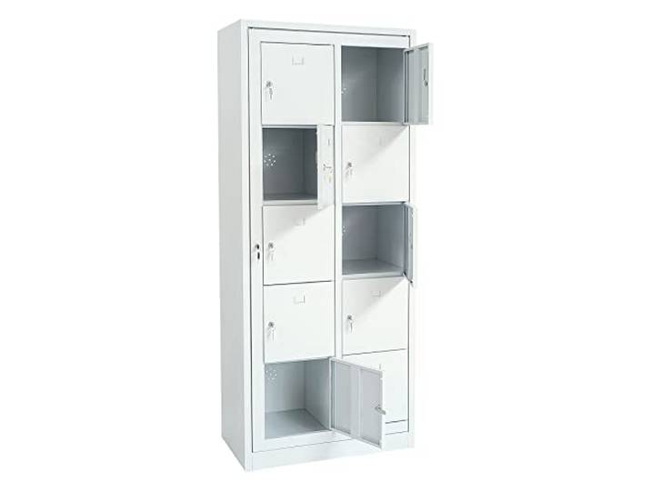 Schrank & Stuhl Wäscheschrank Wäscheausgabeschrank 2 x 5 Abteile 180x74x50, Grau