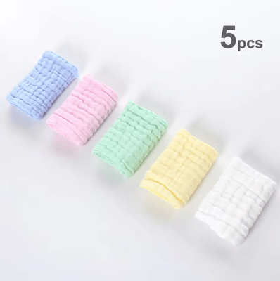 Uplift Curations 6 Layer Muslin Baby Towel Set Ultra Soft Cotton Washcloths & Burp Cloths (5pcs) multi Color