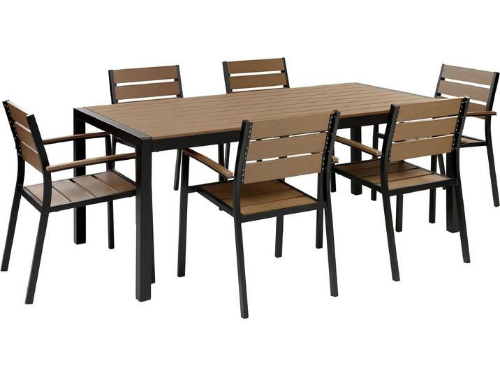 BELIANI Gartenmöbel Set Hellbraun Aluminium und Kunstholz 6-Sitzer Modern Terrasse Outdoor Ausstattung Möbel